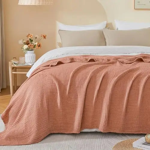Mousseline Katoenen Plaid 150x200 cm Ademend Lichtgewicht Vierseizoenen Deken voor Bank en Bed Woonkamer | Sansoti