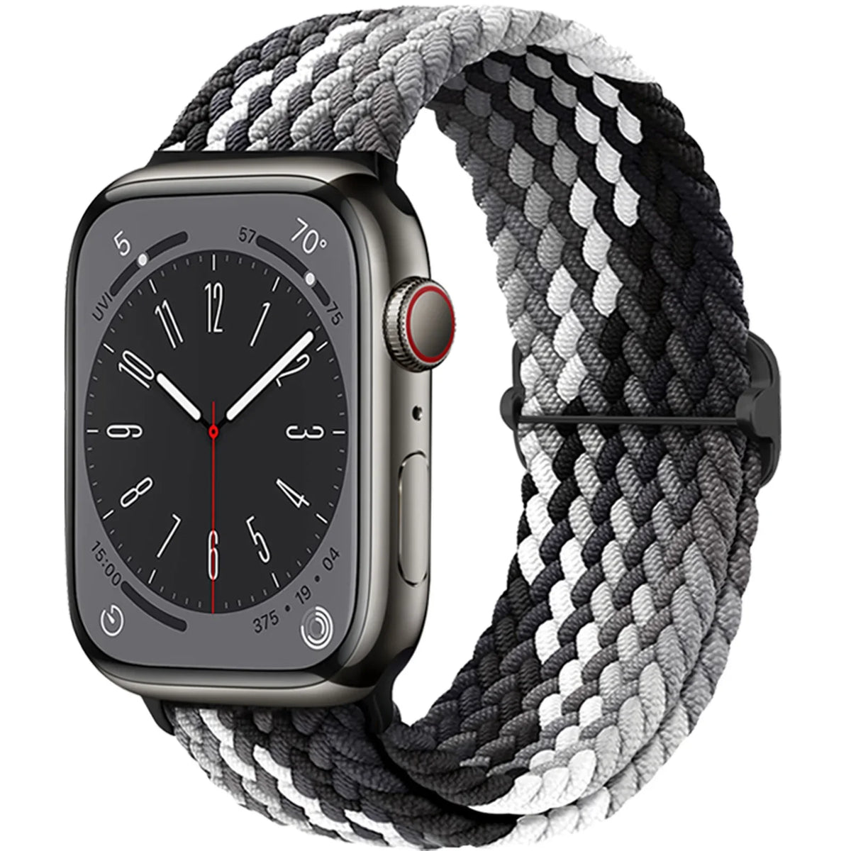 Elastisch gevlochten nylon smartwatch-bandje, 38–49 mm, verstelbaar en ademend, sportband voor Apple Watch | Sansoti