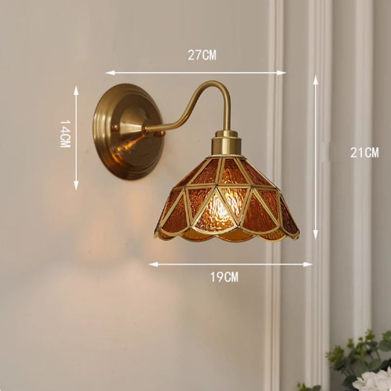 Wandlamp Tiffany Gebrandschilderd Glas Koper E27 Slaapkamer Woonkamer Gang Retro Vintage Wandverlichting Sfeerverlichting Klassiek | Sansoti