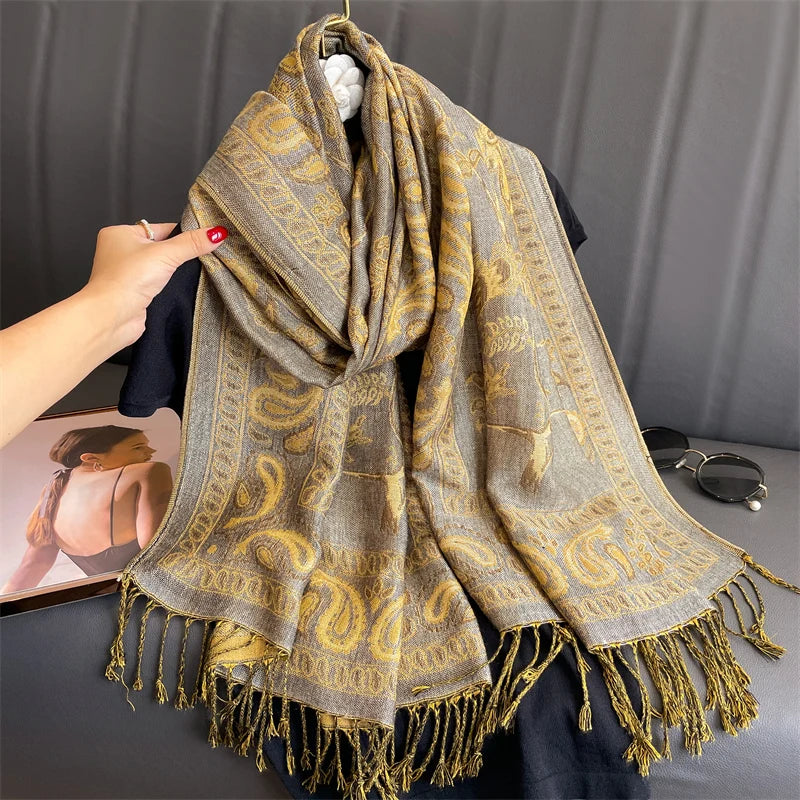 Pashmina Wrap Cashmere-look Women's 70x190cm Soft Winter Scarf Four Seasons Warm Foulard Elegant Scarf | Sansoti
