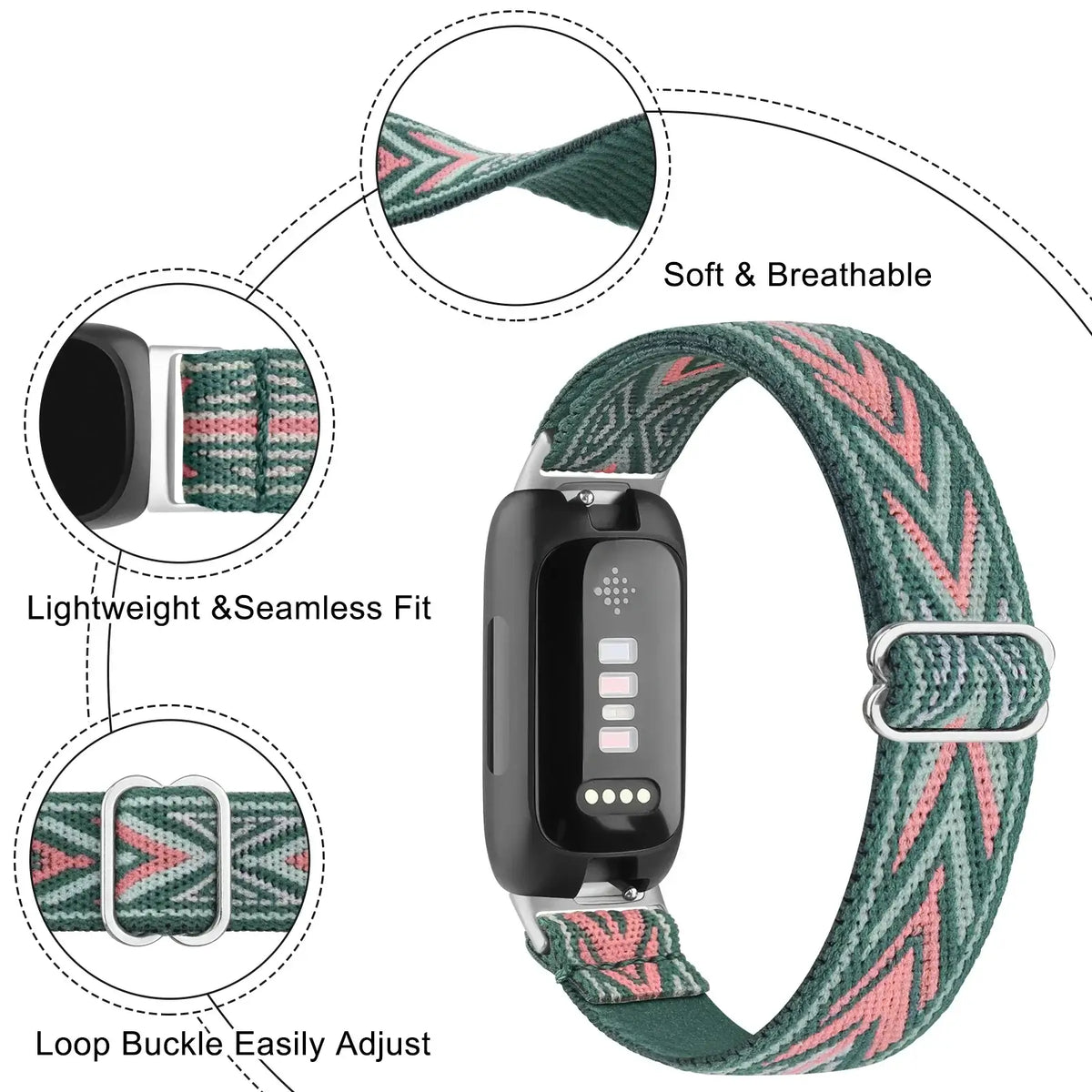 Bracelet de montre en nylon respirant pour smartwatch, activités sportives et fitness, confortable et réglable | Sansoti