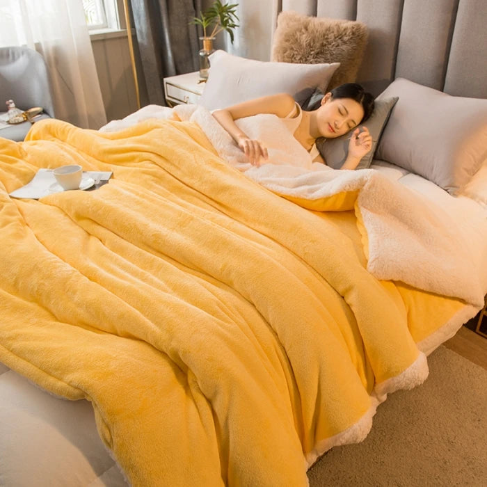 Wollplaid Decke | Warm & Weich | Wendbar | Für Bett, Sofa & Winter