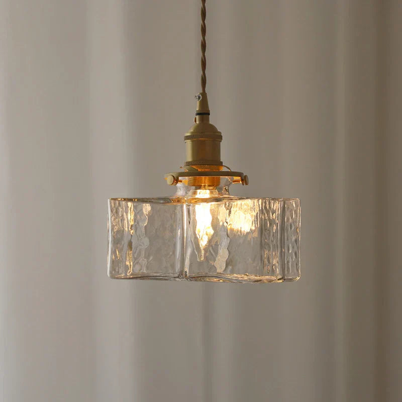 Suspension verre Rétro Texture Vintage Laiton E27 Îlot de cuisine | Restfield