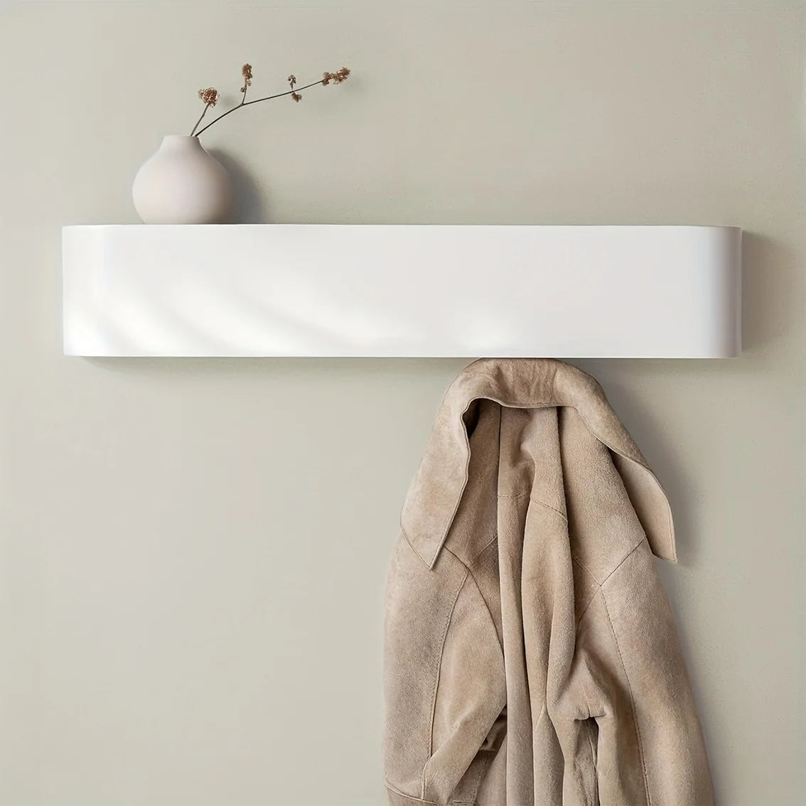Houten Wandkapstok Met Verborgen Haken En Plank 53cm Modern | Sansoti