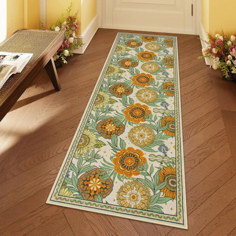 Tapis de couloir géométrique rose, chemin de table 80-500 cm antidérapant en polyester pour entrée, véranda et escaliers | Sansoti