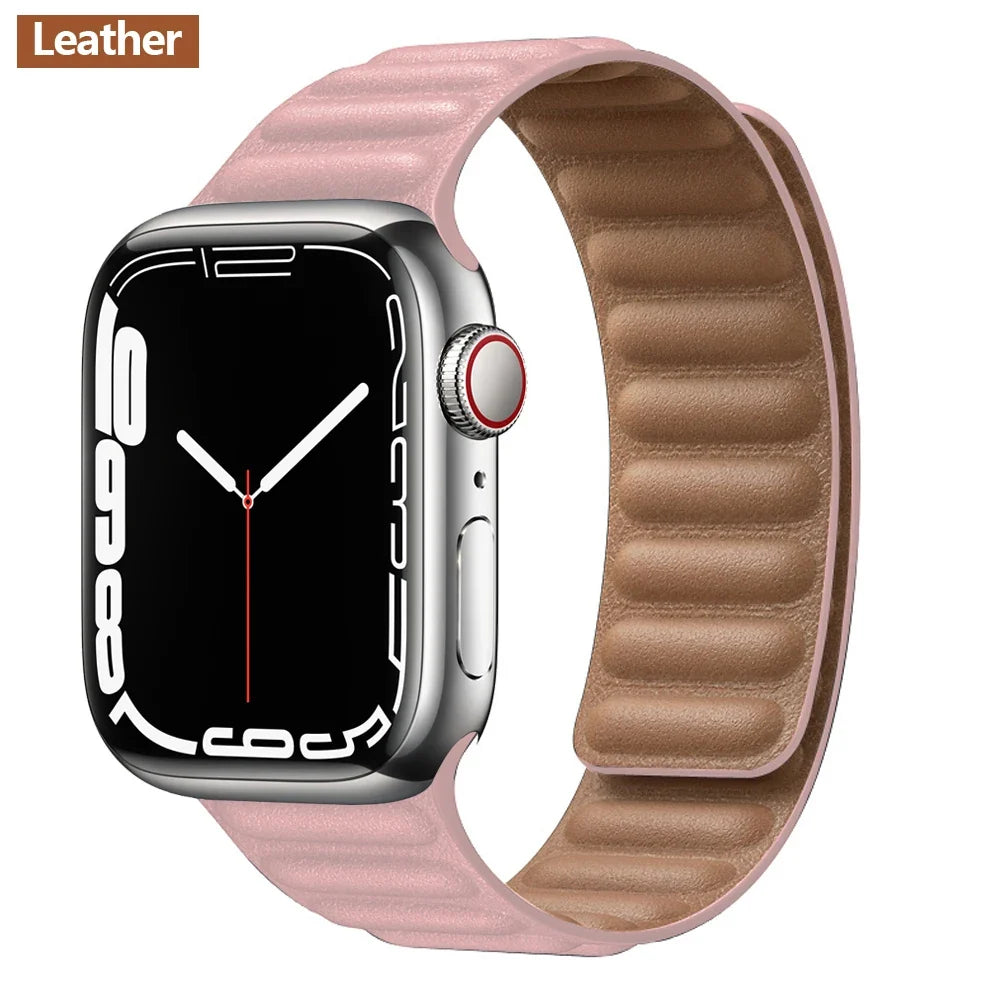 Lederarmband mit magnetischem Verschluss, 38–49 mm, verstellbares Smartwatch-Zubehör, stilvolles Armband | Sansoti