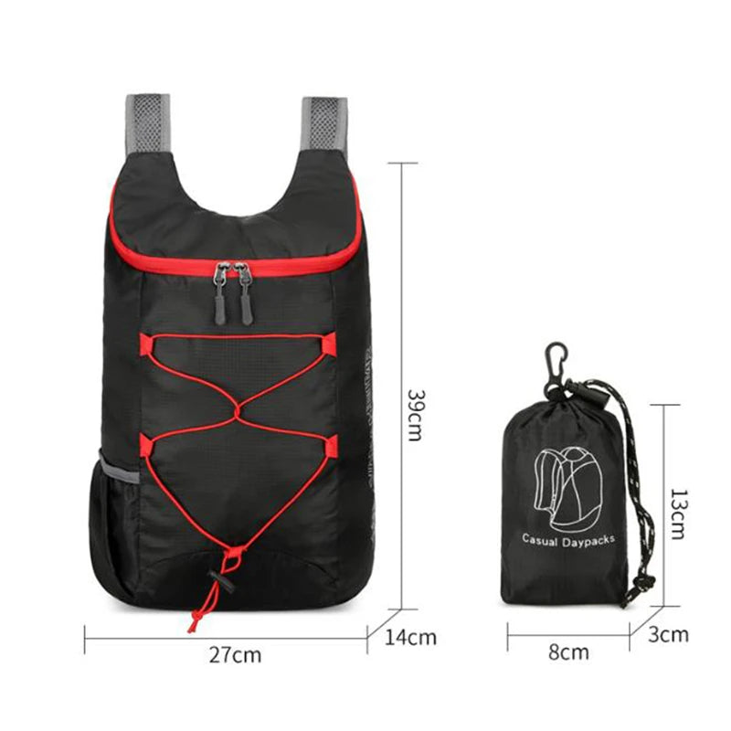 Foldable Daypack 20L Waterproof Polyester Black Gray Blue Green Orange Hiking Camping Travel | Sansoti
