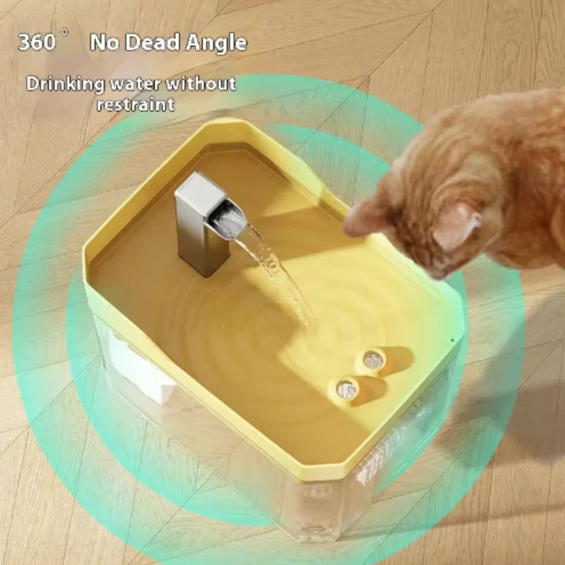 Kattenwaterfontein met Circulatiesysteem & Filter Transparant Grijs Wit 1,5L voor Optimale Hydratatie van Katten | Sansoti