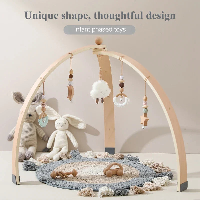 Houten Speelboog met Hangend Speelgoed voor Baby's - Stimuleert Motoriek en Zintuigen - Natuurlijk Hout - Nordic Design | Sansoti