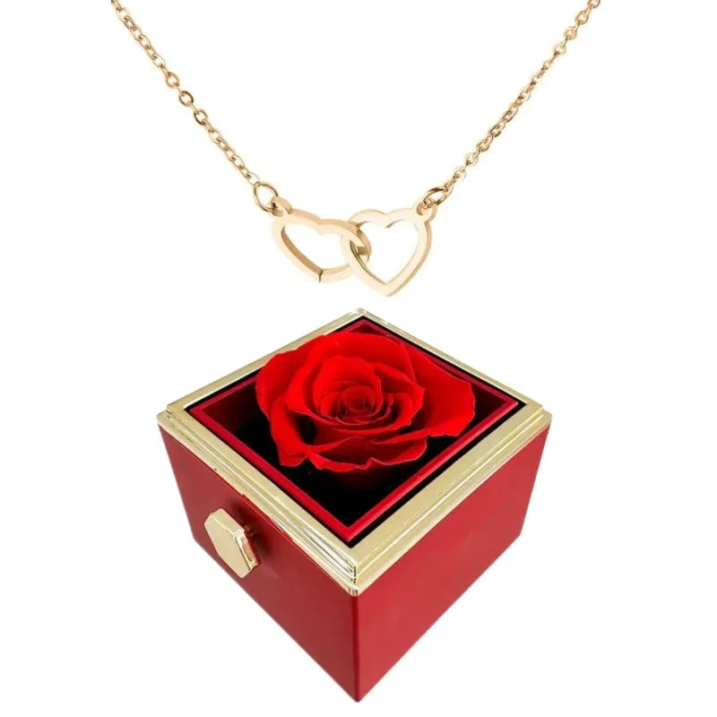 Hartvormige Ketting Twee Harten Titanium Staal Vrouwen Romantisch Sieraad Goud Zilver Rosé Geschenkdoos | Sansoti