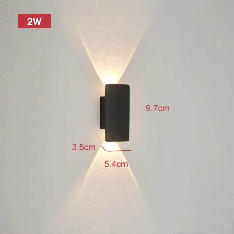 Aluminium-Außenwandleuchte mit LED, 18 W, schwarz, wasserdicht, IP65, moderne Beleuchtung für Terrasse, Garten und Balkon | Sansoti