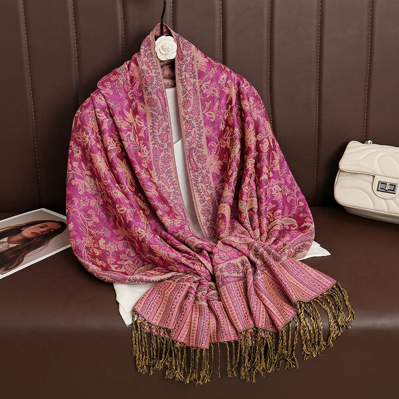 Pashmina Wrap Cashmere-look Women's 70x190cm Soft Winter Scarf Four Seasons Warm Foulard Elegant Scarf | Sansoti