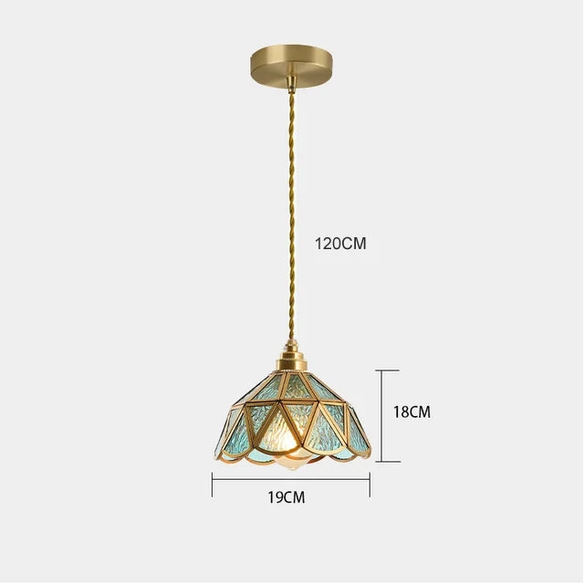 Suspension Tiffany Verre Coloré Cuivre E27 Salon Salle à Manger Chambre Vintage Rétro Lampe Suspendue Éclairage d'Ambiance Cuisine Couloir | Restfield
