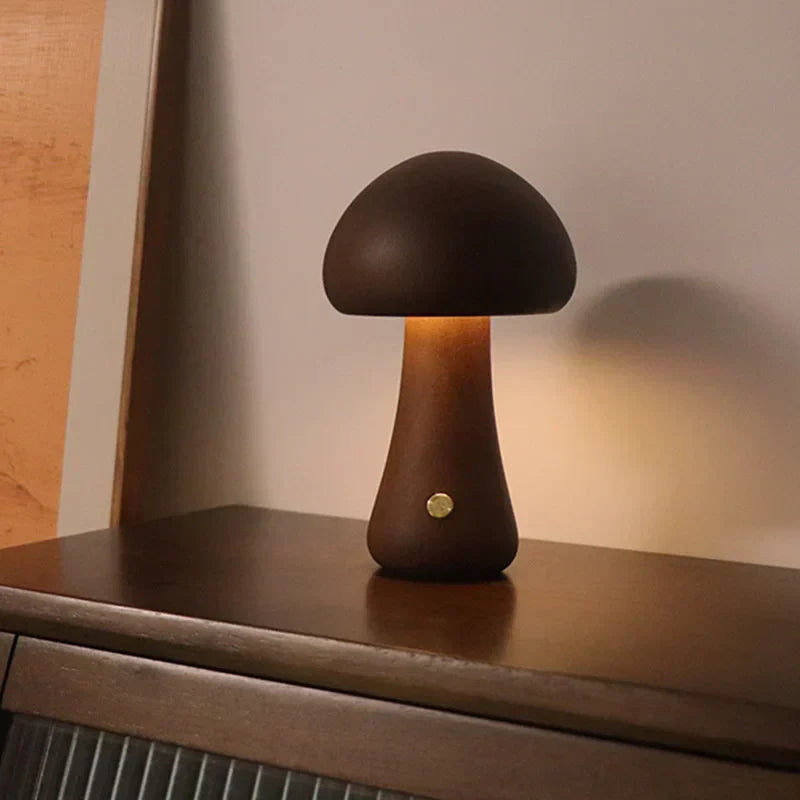 Lampe de table champignon rechargeable avec variateur tactile et lumière LED chaude pour chambre, chambre d’enfant ou salon | Sansoti
