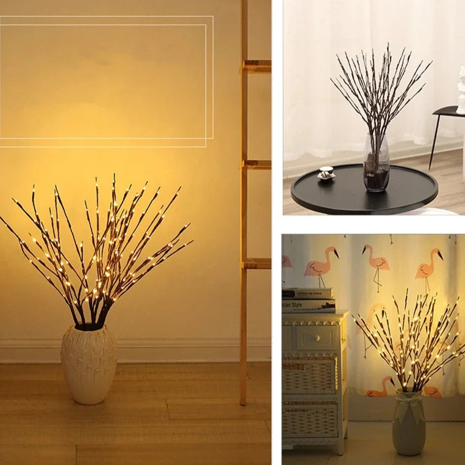 Decoratieve LED Takken Wilgenrozen met Lichtjes Batterij Sfeerlicht voor Vazen Warm Wit 70cm | Sansoti