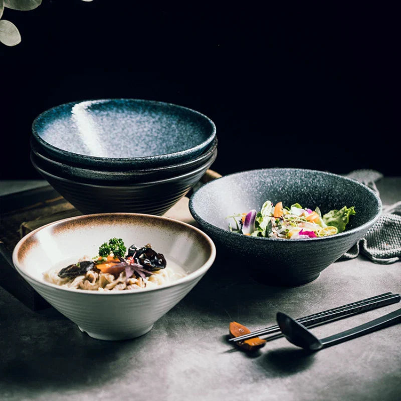 Ramenkom keramiek 18 cm Japans design soepkom noedelkom rijstkom servies keuken handgemaakt | Sansoti