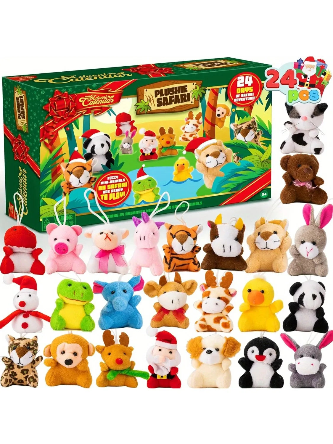 Adventskalender mit 24 Mini-Kuscheltieren Weihnachten Countdown Interaktives Spielzeug Weihnachtsüberraschung Kinder | Sansoti