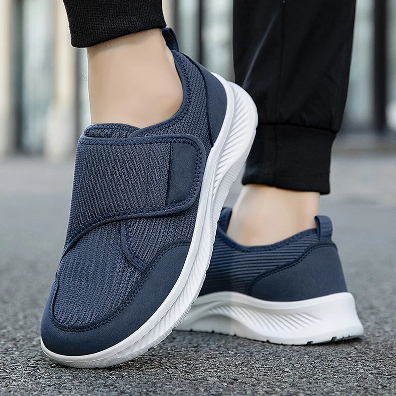 Herenschoenen Brede Pasvorm Klittenband Mesh Orthopedisch Comfortabel Lichtgewicht Wandelschoen Casual | Sansoti