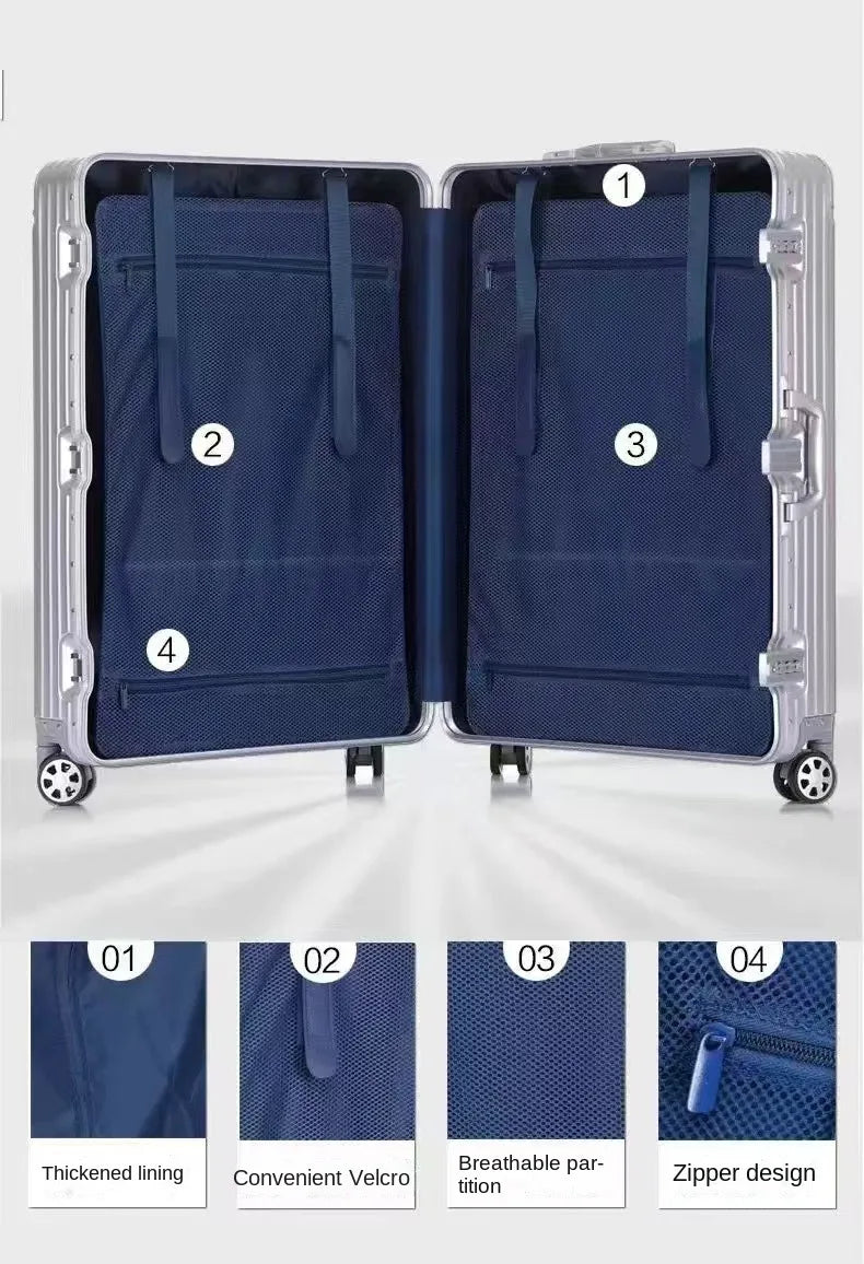 Aluminium-Magnesium Reiskoffer met TSA-Slot Zilver Zwart Rood Blauw | Sansoti