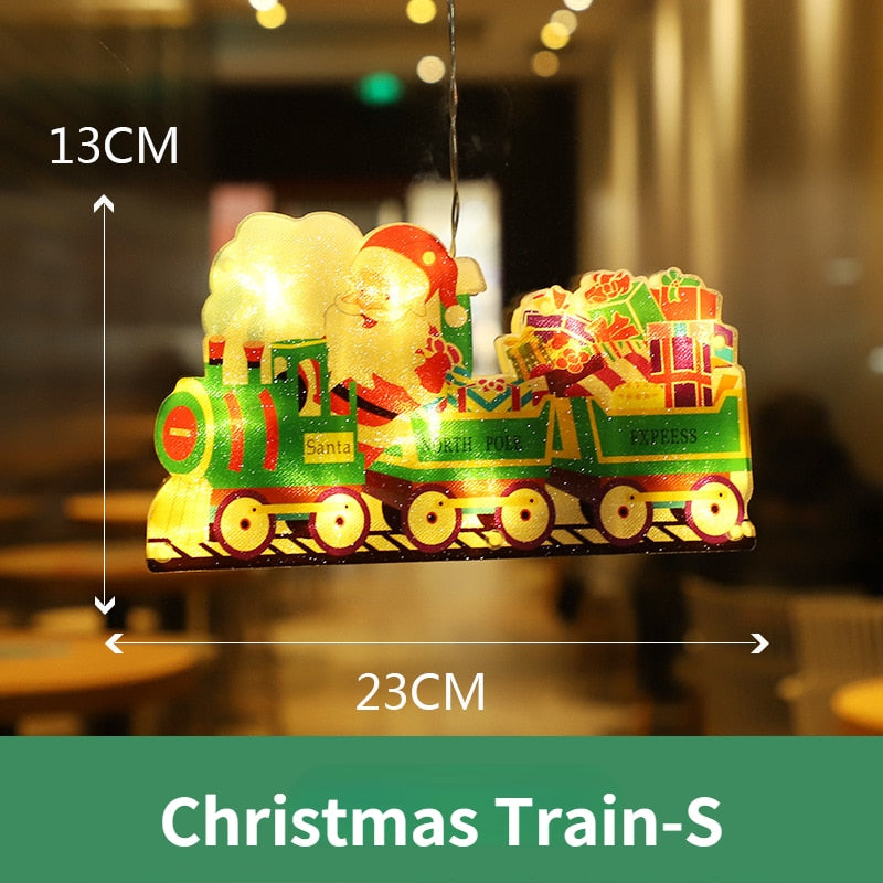 LED Raamverlichting Kerstmotieven Batterij Silhouet Sfeerlicht Figuren met Zuignap Decoratief Venster | Sansoti