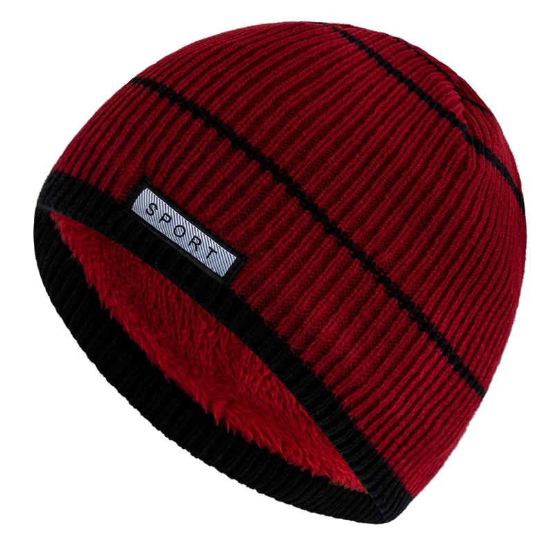 Knitted Unisex Winter Hat with Soft Lining, Striped Pattern, Warm and Comfortable for Women and Men, Outdoor | Sansoti