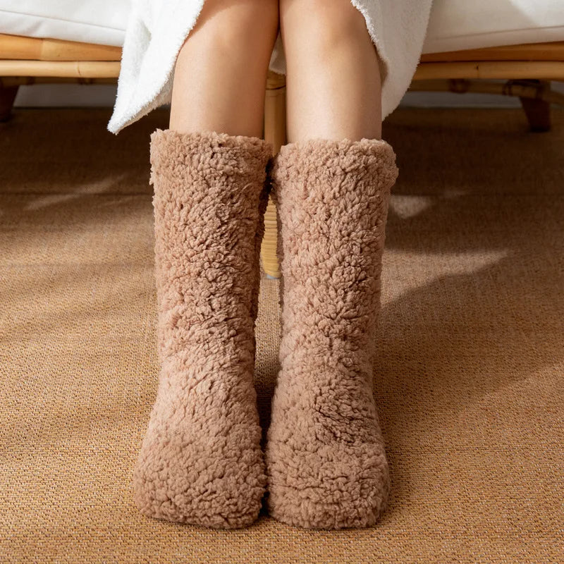 Non-Slip Women's House Socks Extra Thick Plush Winter Socks Soft Warm Sleeping Socks Mid-Calf Tube Comfort Socks | Sansoti
