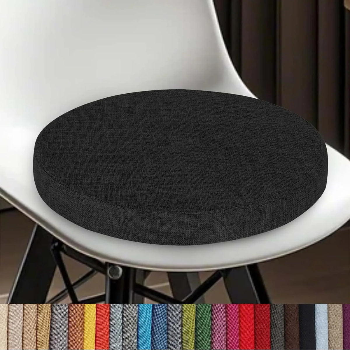 Cojín redondo de algodón y lino lavable con cremallera, 30-60 cm, para comedor, taburete de bar, cocina, oficina y silla de jardín | Sansoti