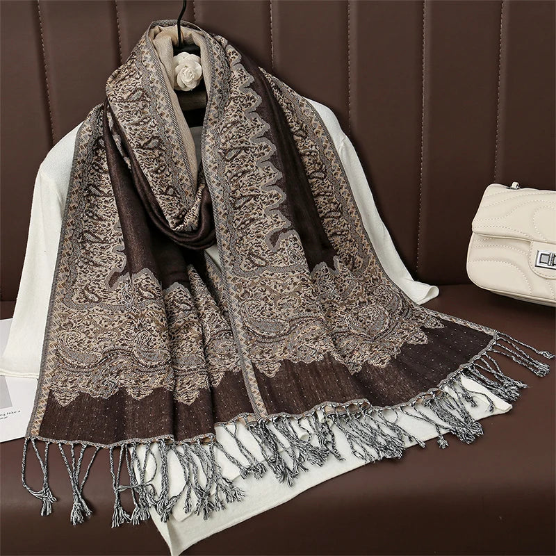 Pashmina Wrap Cashmere-look Women's 70x190cm Soft Winter Scarf Four Seasons Warm Foulard Elegant Scarf | Sansoti