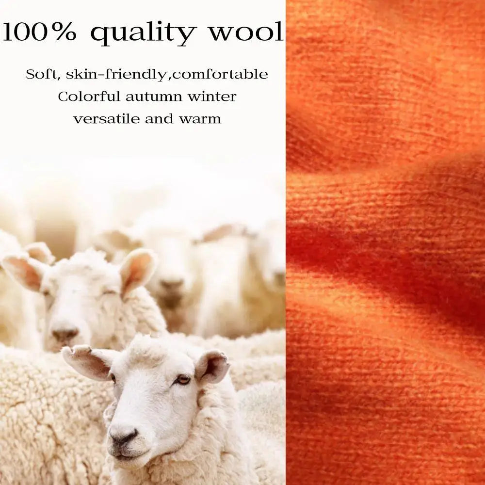 Gebreide Driehoekige Halsdoek Wol 38x105cm Wintersjaal Dames Effen Kleur Warm Omslagdoek Herfst Winter | Sansoti
