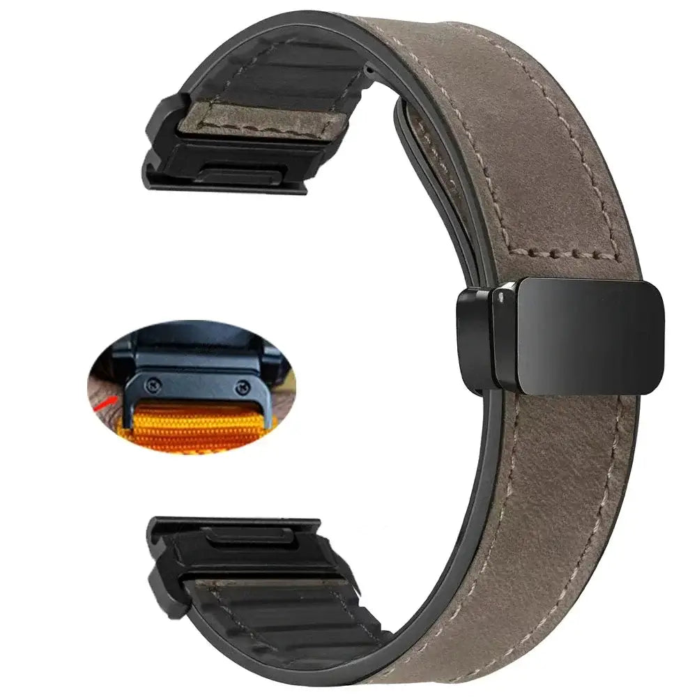 Lederarmband für Smartwatches mit magnetischem Verschluss, Schnellwechselsystem, 20 mm, 22 mm, 26 mm, universell | Sansoti