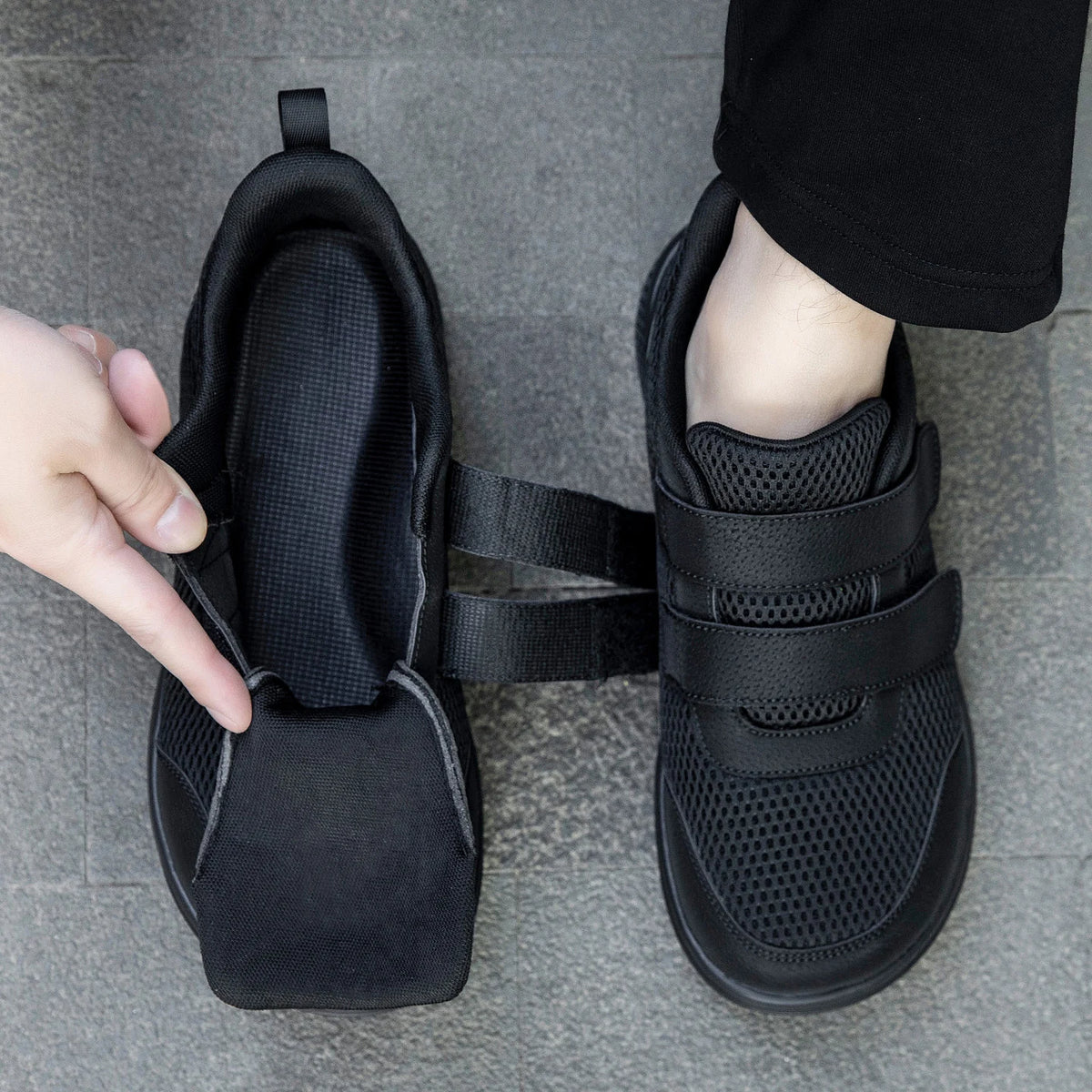 Verstelbare Wandelsneakers Ruime Pasvorm Klittenband Ademend Mesh Orthopedisch Comfort Dagelijks Wandelen | Sansoti
