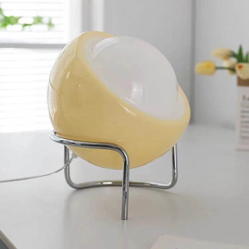 Glaskugel-Tischlampe LED Orange Retro Schlafzimmer Wohnzimmer Nachttischlampe Schreibtischlampe Bauhaus Nordic Stimmungslicht Dekorativ | Restfield