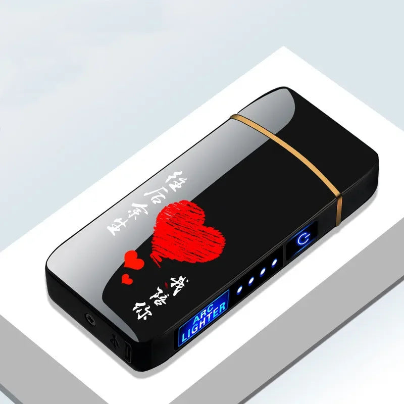 Elektronisches Plasma-Feuerzeug USB Wiederaufladbar Winddicht Metall Blau Für Kerzen Pfeife Mückenspiralen Doppelbogen Touchsensor LED Display | Restfield