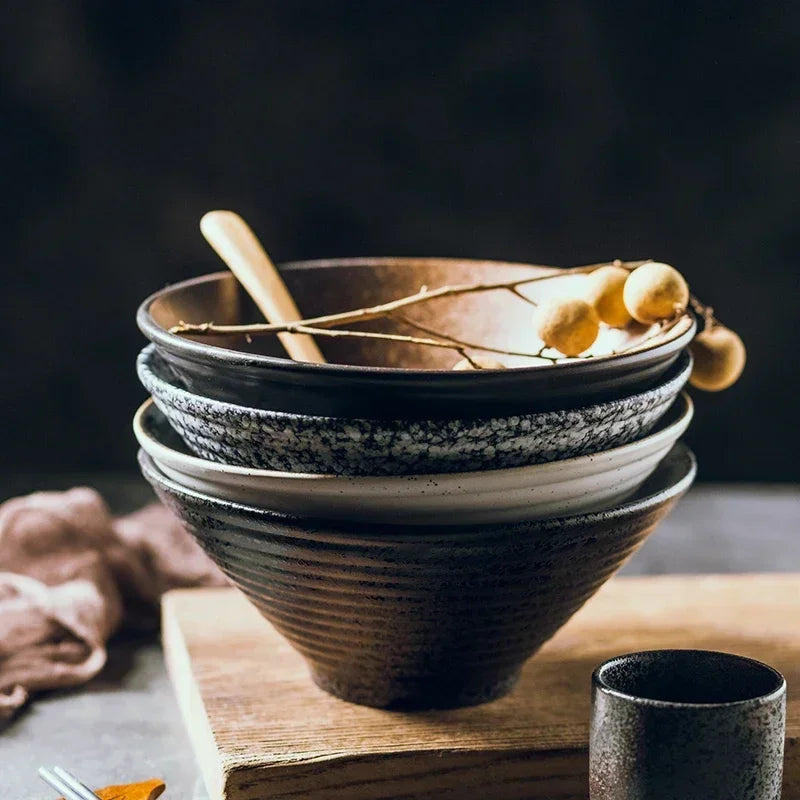 Ramenkom keramiek 18 cm Japans design soepkom noedelkom rijstkom servies keuken handgemaakt | Sansoti