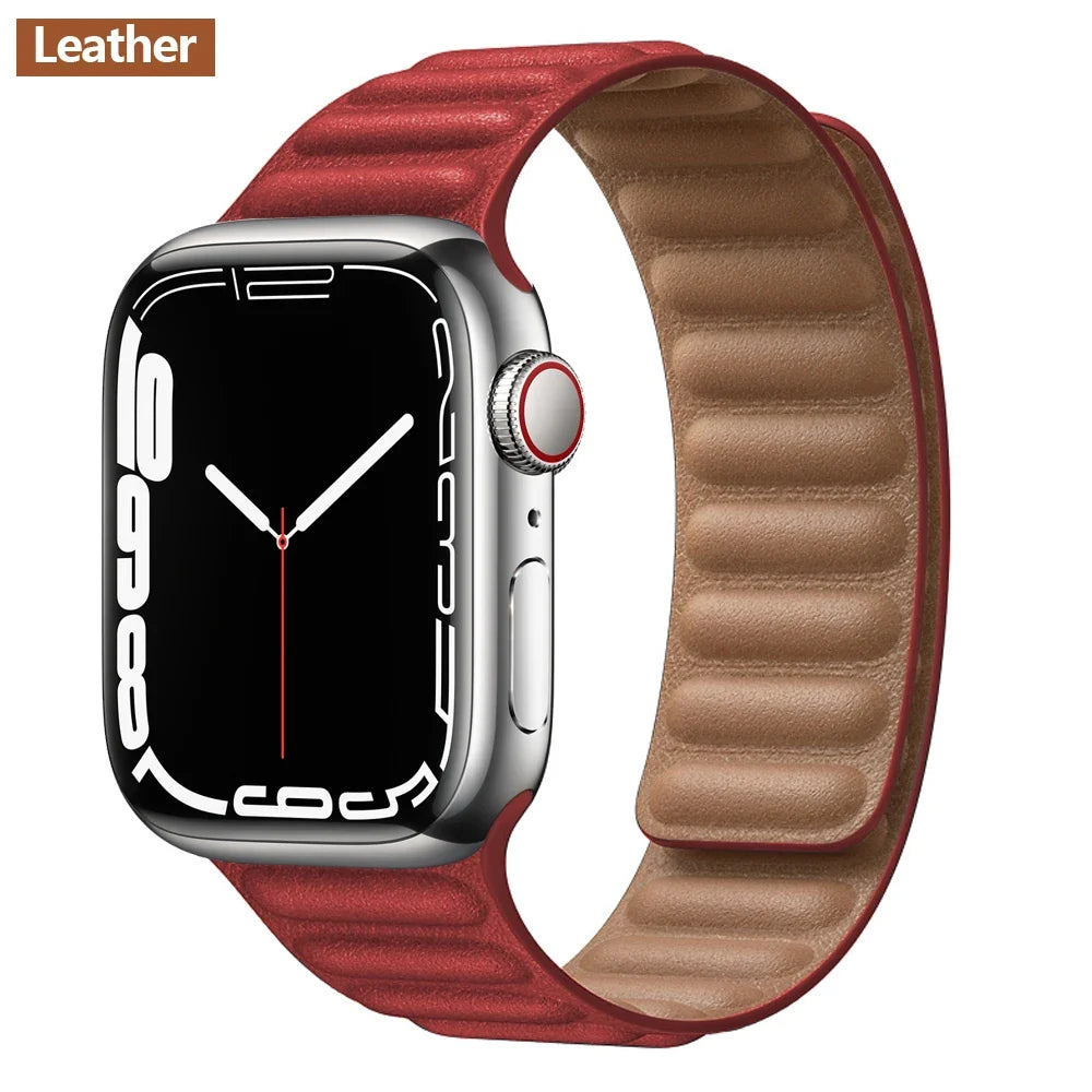 Lederarmband mit magnetischem Verschluss, 38–49 mm, verstellbares Smartwatch-Zubehör, stilvolles Armband | Sansoti