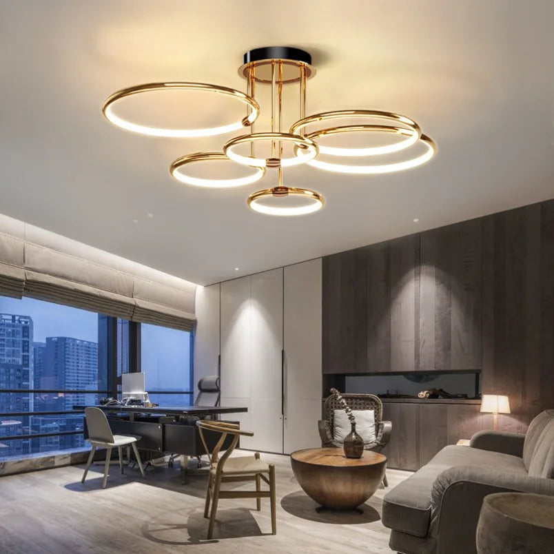 Restfield | LED-Ring-Deckenleuchte – Moderne Design-Deckenlampe (3–6 Ringe) – Dimmbar & Warm/Neutral/Kaltes Licht