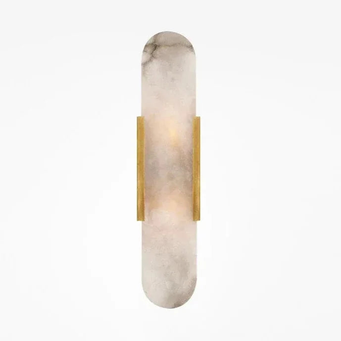 Wandleuchte aus Naturstein mit schwarzem und goldenem Metallschirm 35 cm 50 cm LED-Beleuchtung für Schlafzimmer und Wohnzimmer | Sansoti
