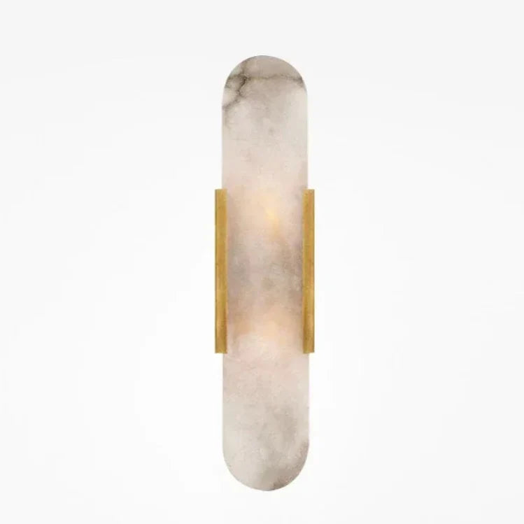 Wandleuchte aus Naturstein mit schwarzem und goldenem Metallschirm 35 cm 50 cm LED-Beleuchtung für Schlafzimmer und Wohnzimmer | Sansoti