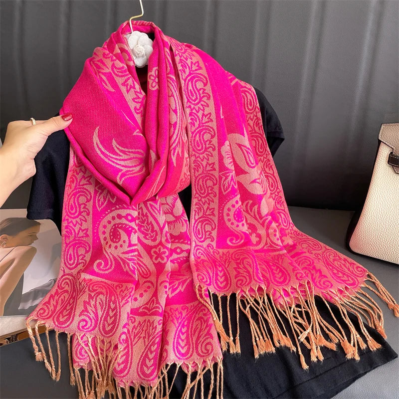 Pashmina Wrap Cashmere-look Women's 70x190cm Soft Winter Scarf Four Seasons Warm Foulard Elegant Scarf | Sansoti
