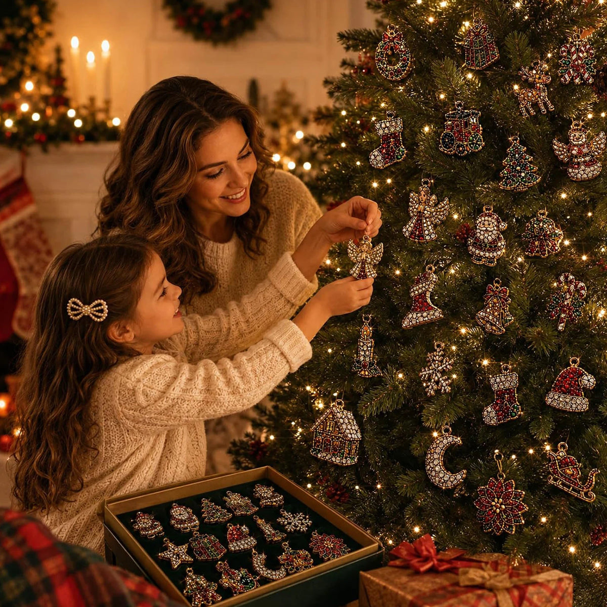 Advent Calendar Diamond Pattern 24 Compartments DIY Acrylic Ornaments Christmas Decoration Craft Kit for Children | Sansoti