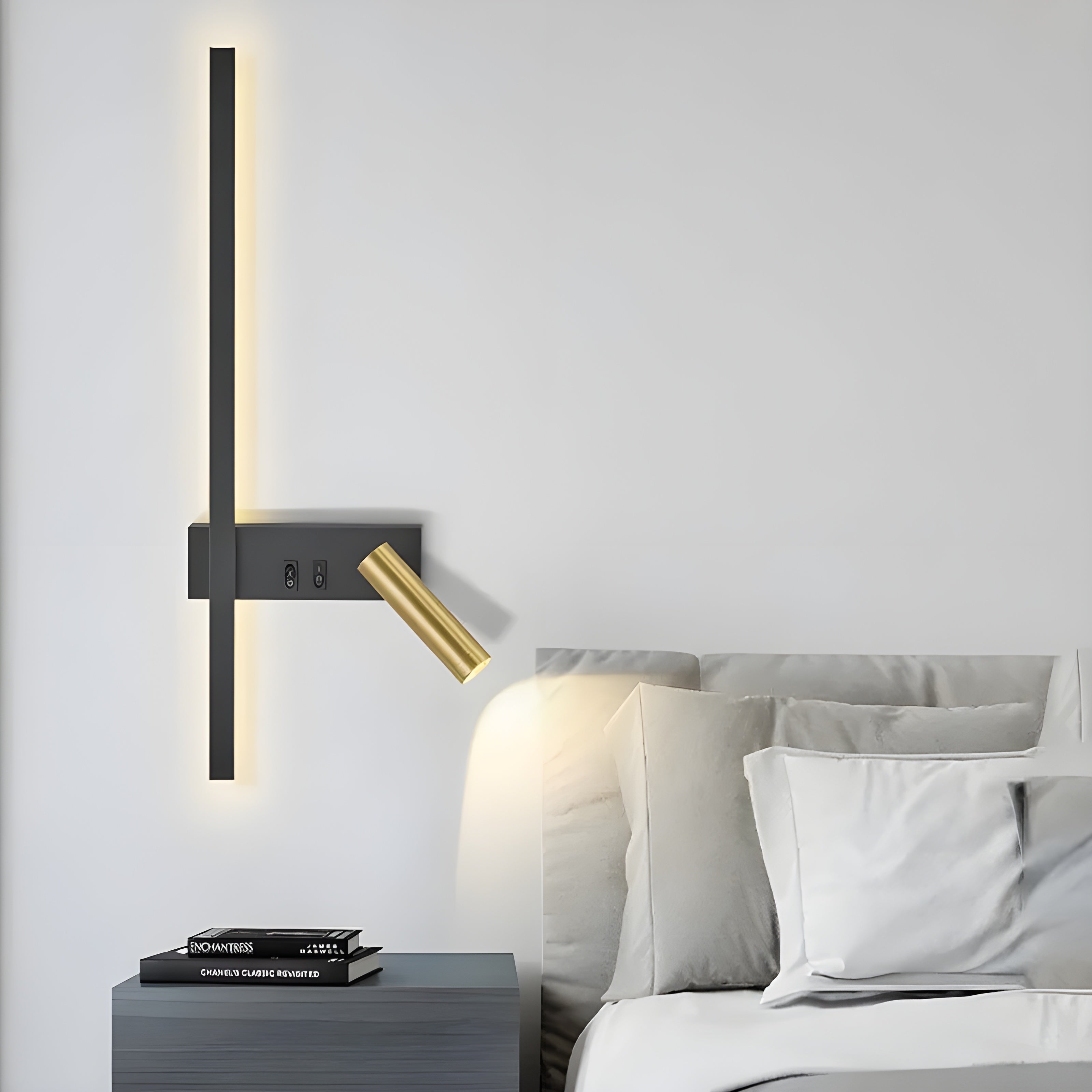 Wandlampe LED Schwarz Gold Mit Schalter Up Down Light | Restfield