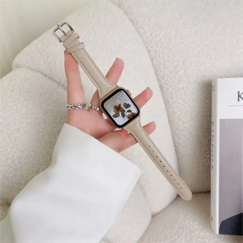 Bracelet de montre en cuir pour smartwatch, universel et réglable, 38-49 mm, bracelet haut de gamme au design sportif | Sansoti