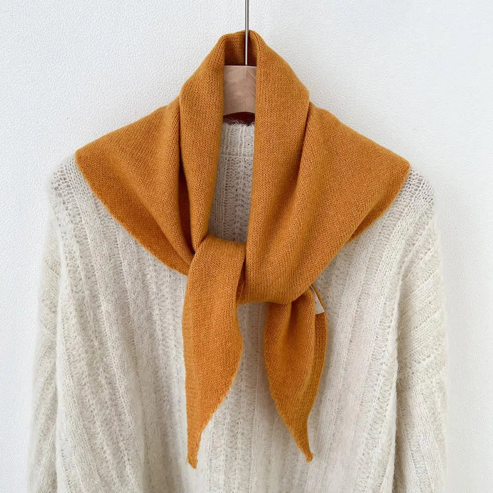 Gebreide Driehoekige Halsdoek Wol 38x105cm Wintersjaal Dames Effen Kleur Warm Omslagdoek Herfst Winter | Sansoti