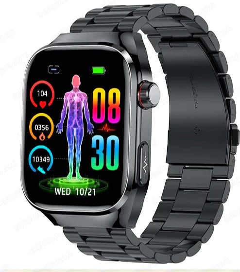 Multifunctioneel Smarthorloge met Hartslagmeter ECG Bloedglucose Tracker Bluetooth Bellen Gezondheidsmonitor AMOLED Display Draadloos Opladen | Sansoti