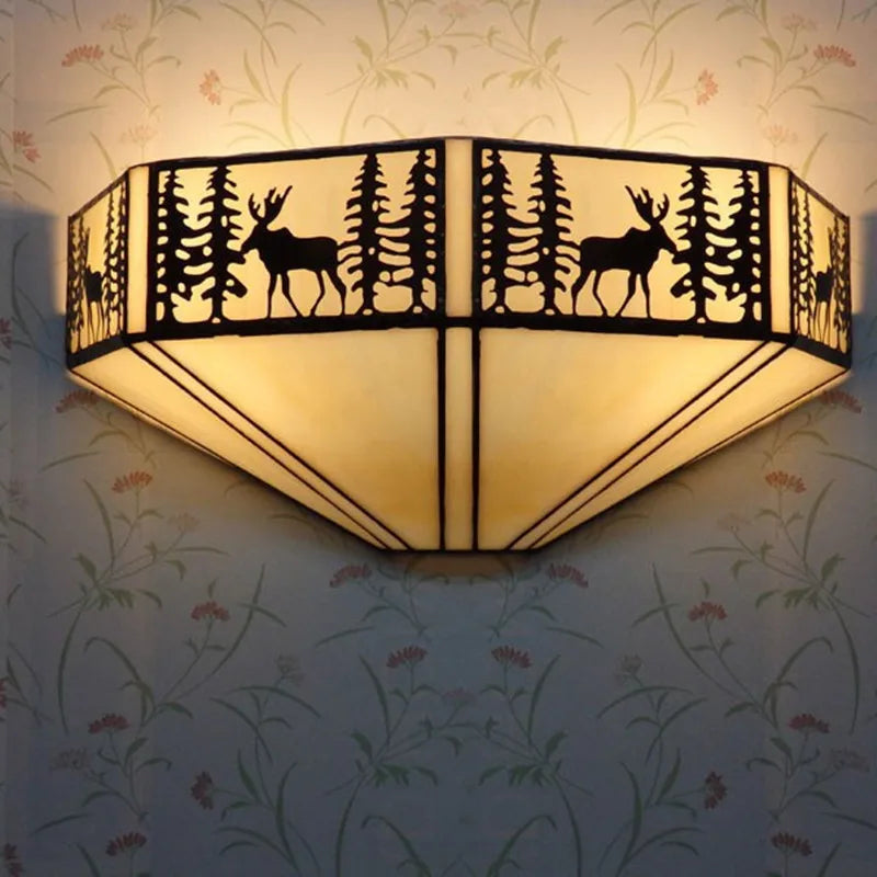 Applique murale Tiffany verre E27 rétro bleu salon chambre couloir éclairage mural LED style pastoral salle à manger bureau | Restfield