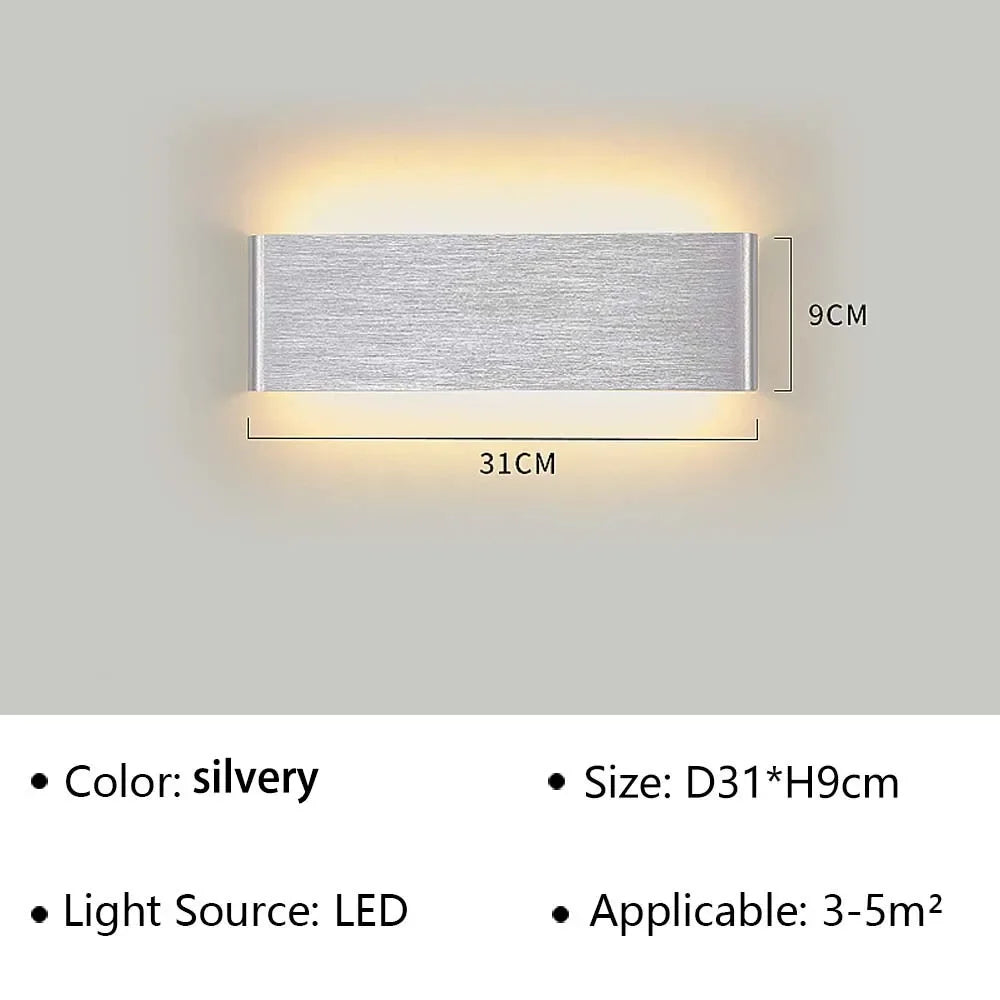 LED Wandlamp Modern Aluminium Acryl 30cm Warm Wit Zwart Goud Slaapkamer Hal Badkamer Minimalistisch Design | Sansoti