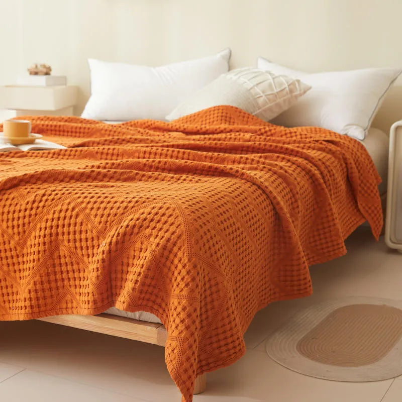 Katoenen Muslin Plaid 100x150-200x230cm Effen Geweven Deken Zacht Huidvriendelijk voor Bank Bed Auto | Sansoti