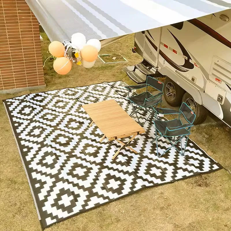 Buitenkleed Grijs Waterproof PP 120x180cm Tuinkleed Opvouwbaar Terras Balkon Camping Picknick Vloermat Buitentapijt | Sansoti