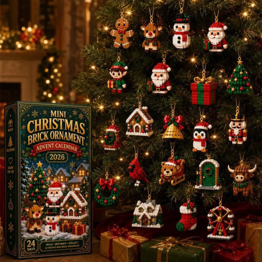 Advent Calendar 24 Days Mini Building Block Decorations Surprise Christmas Ornaments Decorative Holiday Gift | Sansoti