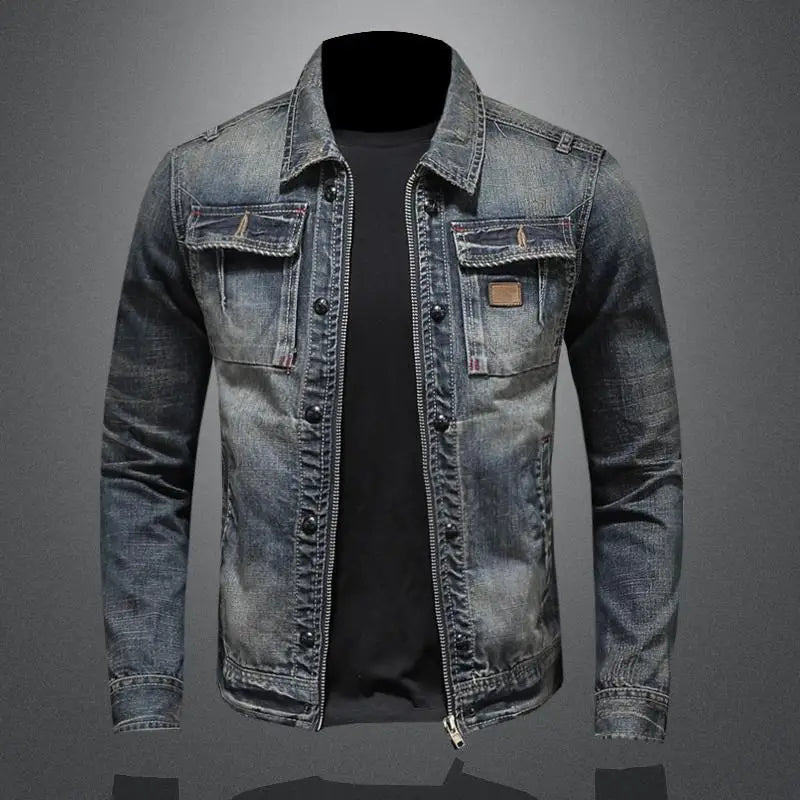 Veste en jean vintage en denim gris, rétro, pour femme et homme, veste en jean oversize, style urbain décontracté pour un usage quotidien | Sansoti